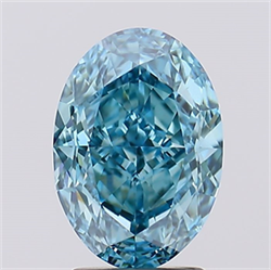 Picture of Lab Created Diamond 3.08 Carats, Oval with  Cut, Fancy Vivid Blue Color, VS1 Clarity and Certified by IGI