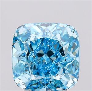 Picture of Lab Created Diamond 3.11 Carats, SQUARE CUSHION with  Cut, Fancy Vivid Blue Color, VS2 Clarity and Certified by IGI