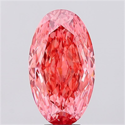 Picture of Lab Created Diamond 6.54 Carats, Oval with  Cut, Fancy Vivid Pink Color, VS1 Clarity and Certified by IGI