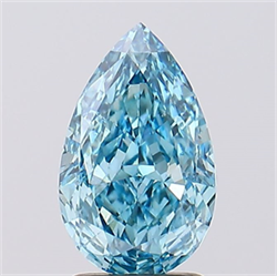 Picture of Lab Created Diamond 2.20 Carats, Pear with  Cut, Fancy Vivid Blue Color, VS2 Clarity and Certified by IGI