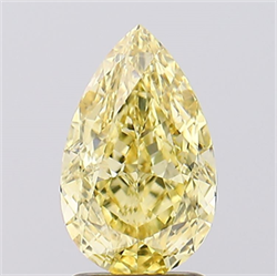 Picture of Lab Created Diamond 2.18 Carats, Pear with  Cut, Fancy Vivid Yellow Color, VVS2 Clarity and Certified by IGI