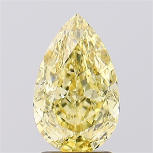 Picture of Lab Created Diamond 2.18 Carats, Pear with  Cut, Fancy Vivid Yellow Color, VVS2 Clarity and Certified by IGI