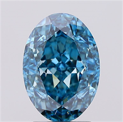 Picture of Lab Created Diamond 3.01 Carats, Oval with  Cut, Fancy Vivid Blue Color, VVS2 Clarity and Certified by IGI