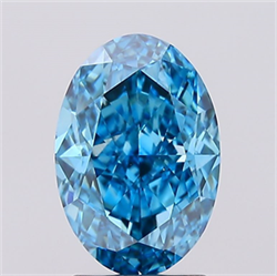 Picture of Lab Created Diamond 2.53 Carats, Oval with  Cut, Fancy Vivid Blue Color, VS1 Clarity and Certified by IGI