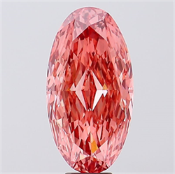 Picture of Lab Created Diamond 10.16 Carats, Oval with  Cut, Fancy Vivid Pink Color, VS1 Clarity and Certified by IGI