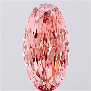 Picture of Lab Created Diamond 10.35 Carats, Oval with  Cut, Fancy Vivid Pink Color, VS1 Clarity and Certified by IGI