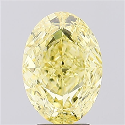 Picture of Lab Created Diamond 2.54 Carats, Oval with  Cut, Fancy Intense Yellow Color, VS1 Clarity and Certified by IGI