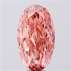 Picture of Lab Created Diamond 11.36 Carats, Oval with  Cut, Fancy Vivid Pink Color, VVS2 Clarity and Certified by IGI