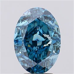Picture of Lab Created Diamond 5.06 Carats, Oval with  Cut, Fancy Vivid Blue Color, VVS2 Clarity and Certified by IGI