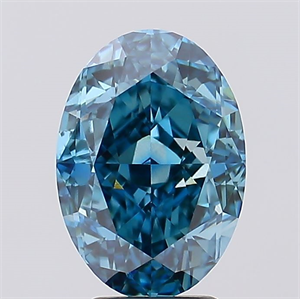 Picture of Lab Created Diamond 5.06 Carats, Oval with  Cut, Fancy Vivid Blue Color, VVS2 Clarity and Certified by IGI
