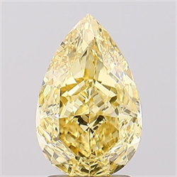 Picture of Lab Created Diamond 2.15 Carats, Pear with  Cut, Fancy Intense Yellow Color, VVS1 Clarity and Certified by IGI
