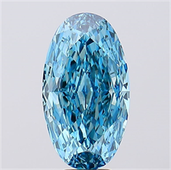 Picture of Lab Created Diamond 8.19 Carats, Oval with  Cut, Fancy Vivid Blue Color, VS1 Clarity and Certified by IGI