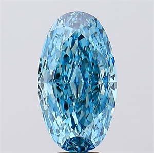 Picture of Lab Created Diamond 8.19 Carats, Oval with  Cut, Fancy Vivid Blue Color, VS1 Clarity and Certified by IGI