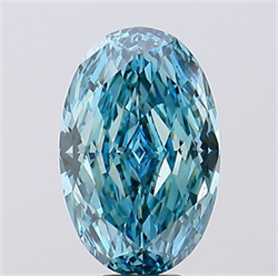 Picture of Lab Created Diamond 8.04 Carats, Oval with  Cut, Fancy Vivid Blue Color, VS1 Clarity and Certified by IGI