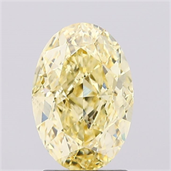 Picture of Lab Created Diamond 2.21 Carats, Oval with  Cut, Fancy Intense Yellow Color, VS1 Clarity and Certified by IGI