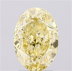 Picture of Lab Created Diamond 2.59 Carats, Oval with  Cut, Fancy Intense Yellow Color, VS1 Clarity and Certified by IGI