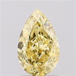 Picture of Lab Created Diamond 1.09 Carats, Pear with  Cut, Fancy Intense Yellow Color, VS2 Clarity and Certified by IGI