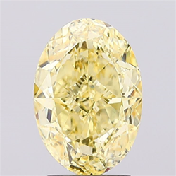 Picture of Lab Created Diamond 3.02 Carats, Oval with  Cut, Fancy Intense Yellow Color, VS1 Clarity and Certified by IGI