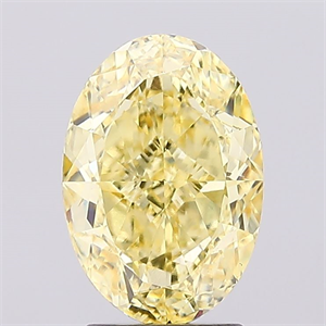 Picture of Lab Created Diamond 3.02 Carats, Oval with  Cut, Fancy Intense Yellow Color, VS1 Clarity and Certified by IGI