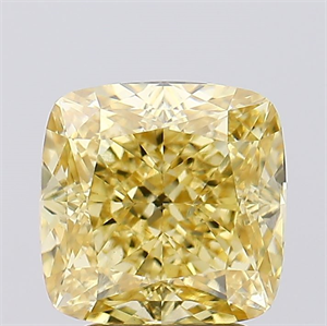 Picture of Lab Created Diamond 3.51 Carats, SQUARE CUSHION with  Cut, Fancy Intense Yellow Color, VS1 Clarity and Certified by IGI