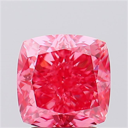 Picture of Lab Created Diamond 2.59 Carats, SQUARE CUSHION with  Cut, Fancy Vivid Pink Color, VS1 Clarity and Certified by IGI