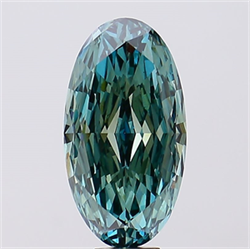 Picture of Lab Created Diamond 11.54 Carats, Oval with  Cut, Fancy Vivid Green Color, VS1 Clarity and Certified by IGI