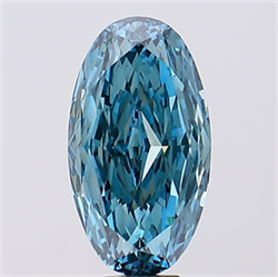 Picture of Lab Created Diamond 11.05 Carats, Oval with  Cut, Fancy Vivid Blue Color, VVS2 Clarity and Certified by IGI