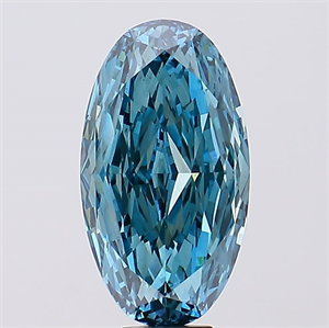 Picture of Lab Created Diamond 11.05 Carats, Oval with  Cut, Fancy Vivid Blue Color, VVS2 Clarity and Certified by IGI