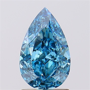 Picture of Lab Created Diamond 1.54 Carats, Pear with  Cut, Fancy Vivid Blue Color, VS1 Clarity and Certified by IGI