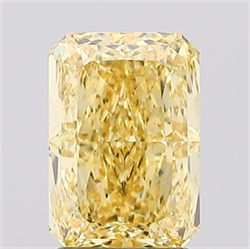 Picture of Lab Created Diamond 2.29 Carats, Radiant with  Cut, Fancy Intense Yellow Color, VVS2 Clarity and Certified by IGI