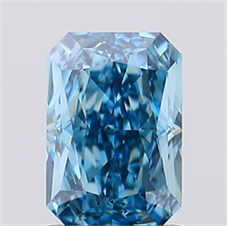 Picture of Lab Created Diamond 1.06 Carats, Radiant with  Cut, Fancy Vivid Blue Color, VVS2 Clarity and Certified by IGI