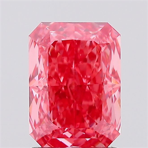 Picture of Lab Created Diamond 1.59 Carats, Radiant with  Cut, Fancy Vivid Pink Color, VS1 Clarity and Certified by IGI