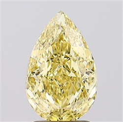 Picture of Lab Created Diamond 2.13 Carats, Pear with  Cut, Fancy Intense Yellow Color, VS1 Clarity and Certified by IGI