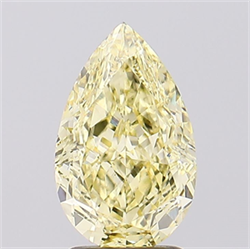 Picture of Lab Created Diamond 2.61 Carats, Pear with  Cut, Fancy Intense Yellow Color, VS1 Clarity and Certified by IGI
