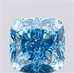 Picture of Lab Created Diamond 5.17 Carats, SQUARE CUSHION with  Cut, Fancy Vivid Blue Color, VS1 Clarity and Certified by IGI