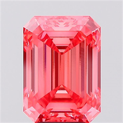 Picture of Lab Created Diamond 5.20 Carats, Emerald with  Cut, Fancy Vivid Pink Color, VVS2 Clarity and Certified by IGI