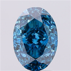 Picture of Lab Created Diamond 2.58 Carats, Oval with  Cut, Fancy Vivid Blue Color, VVS2 Clarity and Certified by IGI