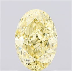 Picture of Lab Created Diamond 1.50 Carats, Oval with  Cut, Fancy Intense Yellow Color, VS2 Clarity and Certified by IGI