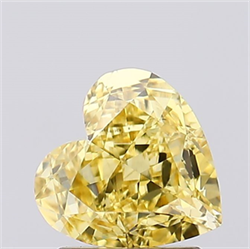 Picture of Lab Created Diamond 1.58 Carats, Heart with  Cut, Fancy Vivid Yellow Color, VVS2 Clarity and Certified by IGI