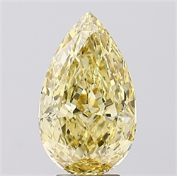 Picture of Lab Created Diamond 5.20 Carats, Pear with  Cut, Fancy Intense Yellow Color, VS1 Clarity and Certified by IGI
