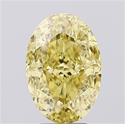 Picture of Lab Created Diamond 5.01 Carats, Oval with  Cut, Fancy Intense Yellow Color, VS1 Clarity and Certified by IGI