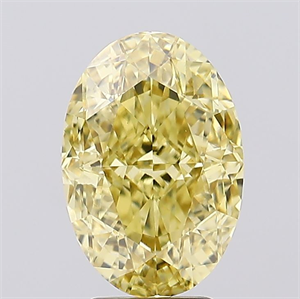 Picture of Lab Created Diamond 5.01 Carats, Oval with  Cut, Fancy Intense Yellow Color, VS1 Clarity and Certified by IGI