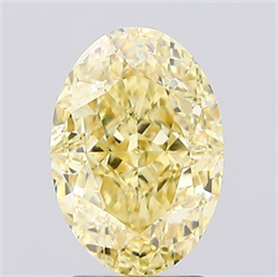 Picture of Lab Created Diamond 3.03 Carats, Oval with  Cut, Fancy Intense Yellow Color, VS2 Clarity and Certified by IGI