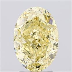 Picture of Lab Created Diamond 3.05 Carats, Oval with  Cut, Fancy Intense Yellow Color, VS1 Clarity and Certified by IGI