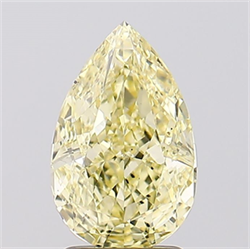 Picture of Lab Created Diamond 2.18 Carats, Pear with  Cut, Fancy Intense Yellow Color, VS2 Clarity and Certified by IGI