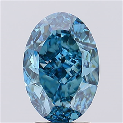Picture of Lab Created Diamond 3.52 Carats, Oval with  Cut, Fancy Vivid Blue Color, VS1 Clarity and Certified by IGI
