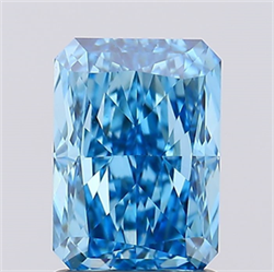 Picture of Lab Created Diamond 1.61 Carats, Radiant with  Cut, Fancy Vivid Blue Color, VVS2 Clarity and Certified by IGI
