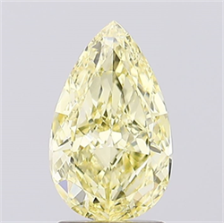 Picture of Lab Created Diamond 2.05 Carats, Pear with  Cut, Fancy Intense Yellow Color, VVS2 Clarity and Certified by IGI