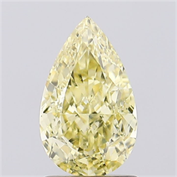 Picture of Lab Created Diamond 1.57 Carats, Pear with  Cut, Fancy Intense Yellow Color, VS1 Clarity and Certified by IGI