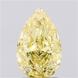 Picture of Lab Created Diamond 1.11 Carats, Pear with  Cut, Fancy Intense Yellow Color, VS1 Clarity and Certified by IGI